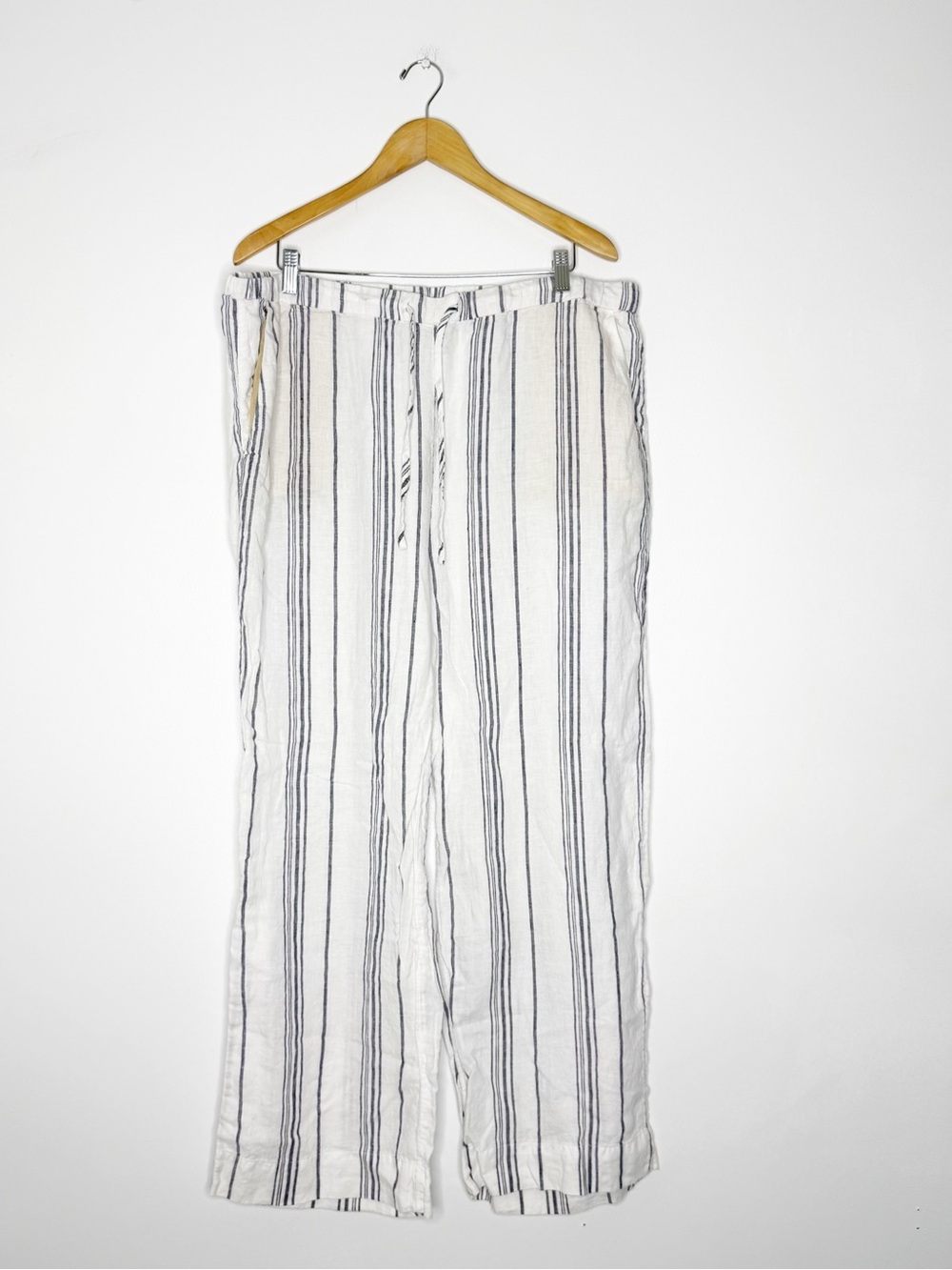 Vineyard Vines Linen Wide Leg Pants Women’s XL White Chambray Stripe